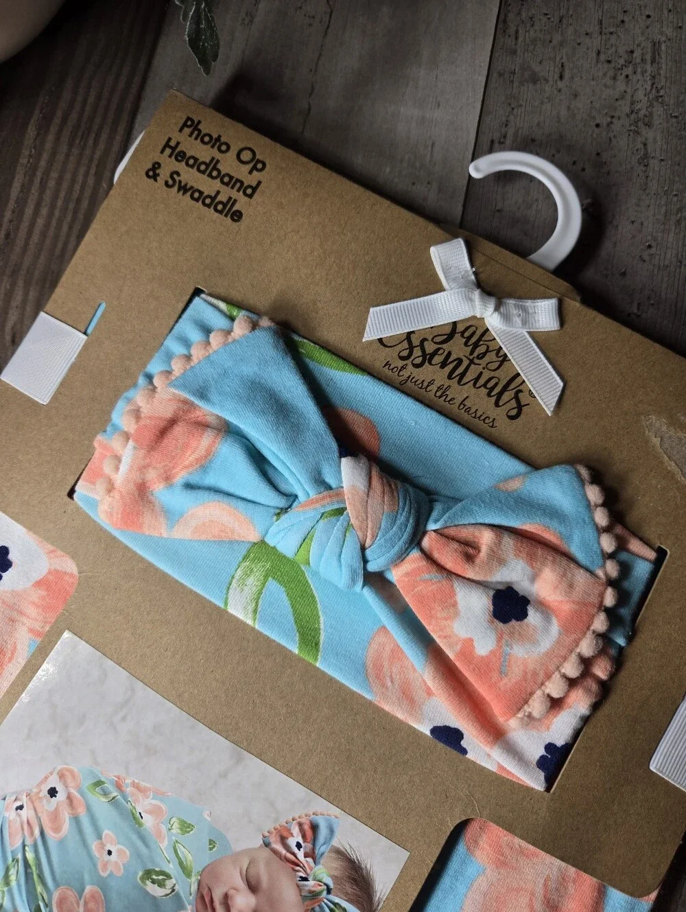 NWT Baby Essentials Floral Headwrap & Swaddle Set – Aqua, Peach, Green 2PC Set